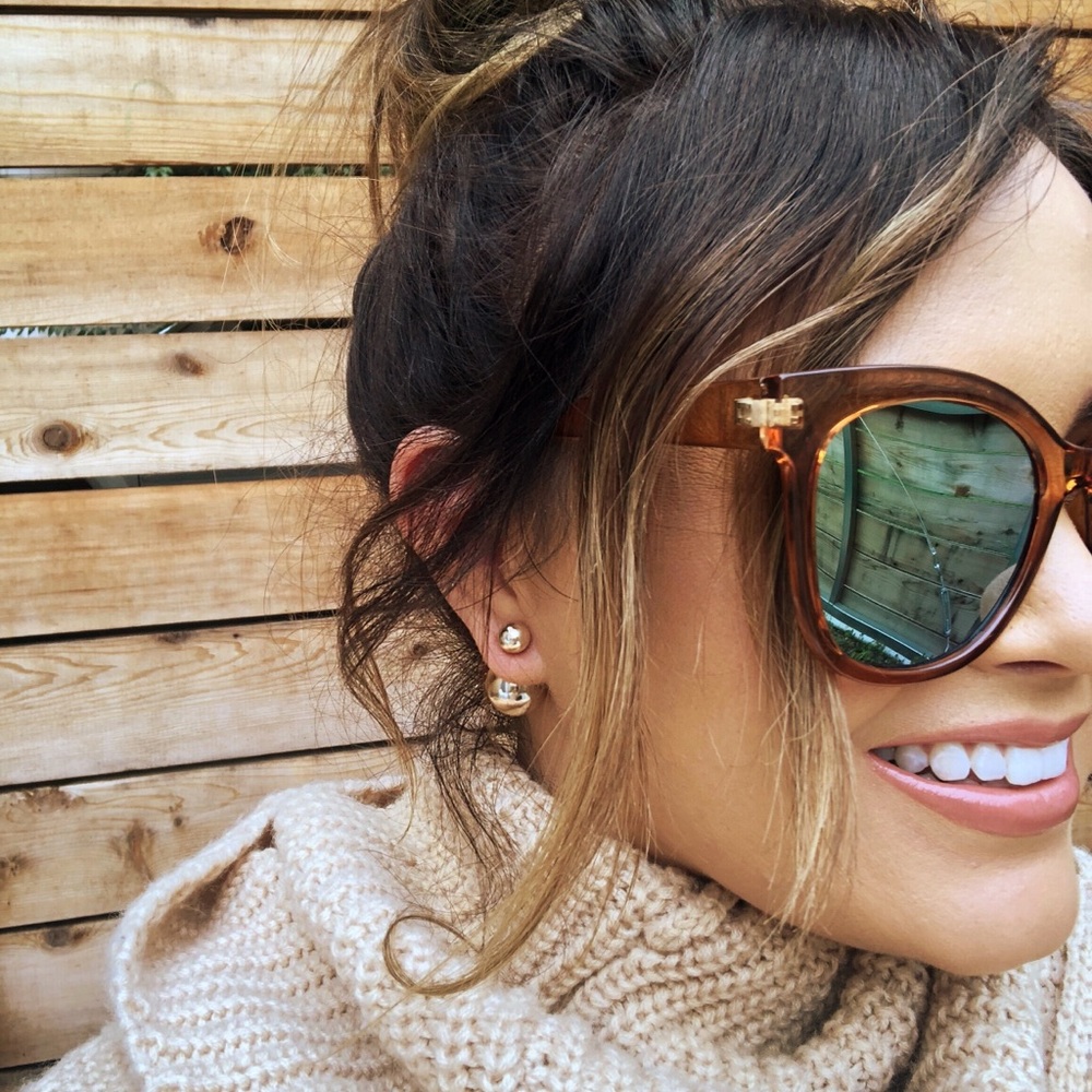 Double Ball Dior style gold silver earrings